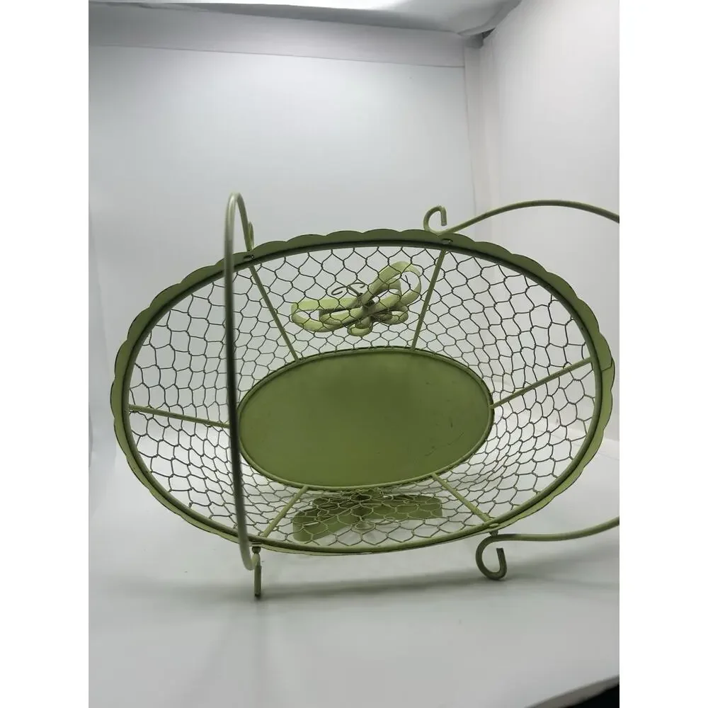 Green Metal Basket.vintage Style